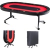 image:imageVEVOR 10 Player Poker Table Foldable Portable Folding Card Board Game Table Casino Leisure Table Blackjack Texas Holdem Table with Padded Rails and Stainless Steel Cup HoldersBlue 84 inRed