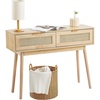 image:imageVEVOR Rattan Console Table with 3 Storage Drawers Rattan Entryway Table with Natural Rattan Sliding Door Console Sofa Table for Living Room Study Entryway Or TV Wall Natural2 Drawers