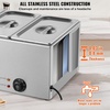 image:imageVEVOR 3Pan Commercial Food Warmer 24QT Electric Steam Table 1200W Professional Countertop Stainless Steel Buffet Bain Marie with 86185F Temp Control for Catering and Restaurants Silver