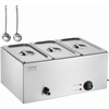 image:imageVEVOR 3Pan Commercial Food Warmer 24QT Electric Steam Table 1200W Professional Countertop Stainless Steel Buffet Bain Marie with 86185F Temp Control for Catering and Restaurants Silver