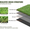 image:imageVEVOR Artificial Grass 10 x 3 ft Fake Grass Turf Rug 06 in Pile Height Realistic Synthetic Lawn Carpet Roll Mat Easy Clean Drainage Holes for Patio Garden Balcony Outdoor Indoor Decor Green4 x 6 FT