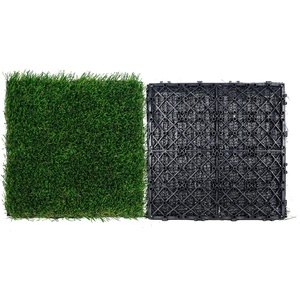 image:imageVEVOR Artificial Grass 10 x 3 ft Fake Grass Turf Rug 06 in Pile Height Realistic Synthetic Lawn Carpet Roll Mat Easy Clean Drainage Holes for Patio Garden Balcony Outdoor Indoor Decor Green18 Pack  12x12