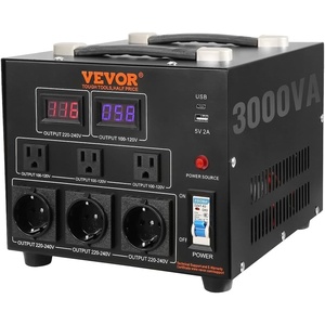 image:imageVEVOR Voltage Converter Transformer 2000W Heavy Duty Step UpDown Transformer Convert from 110 Volt to 220 Volt and from 220 Volt to 110 Volt with US Outlet EU Outlet 5V USB Port CE Certified3000W