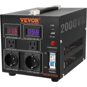 image:imageVEVOR Voltage Converter Transformer 2000W Heavy Duty Step UpDown Transformer Convert from 110 Volt to 220 Volt and from 220 Volt to 110 Volt with US Outlet EU Outlet 5V USB Port CE Certified2000W