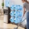 image:imageVEVOR Movable 5 Gallon Water Jug Holder Double Rows 3 or 5 Gallon Water Bottle Holder for 6 Bottles Heavy Duty Jug Rack Organizer with Lockable Casters amp Handle Foldable for Kitchen Office BlackBlack and Brown