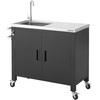 image:imageVEVOR Outdoor Grill Cart with Storage Cabinet 531 Inch Grill Table Waterproof Kitchen Island with Stainless Steel Top Shelf and Wheels Movable Food Prep Station for Patio Bar Backyard BBQ38inch