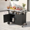 image:imageVEVOR Outdoor Grill Cart with Storage Cabinet 531 Inch Grill Table Waterproof Kitchen Island with Stainless Steel Top Shelf and Wheels Movable Food Prep Station for Patio Bar Backyard BBQ489 Inch