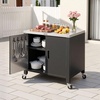 image:imageVEVOR Outdoor Grill Cart with Storage Cabinet 531 Inch Grill Table Waterproof Kitchen Island with Stainless Steel Top Shelf and Wheels Movable Food Prep Station for Patio Bar Backyard BBQ36 Inch