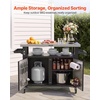image:imageVEVOR Outdoor Grill Cart with Storage Cabinet 531 Inch Grill Table Waterproof Kitchen Island with Stainless Steel Top Shelf and Wheels Movable Food Prep Station for Patio Bar Backyard BBQ531 Inch