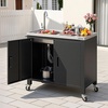 image:imageVEVOR Outdoor Grill Cart with Storage Cabinet 531 Inch Grill Table Waterproof Kitchen Island with Stainless Steel Top Shelf and Wheels Movable Food Prep Station for Patio Bar Backyard BBQ38inch