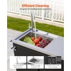 image:imageVEVOR Outdoor Grill Cart with Storage Cabinet 531 Inch Grill Table Waterproof Kitchen Island with Stainless Steel Top Shelf and Wheels Movable Food Prep Station for Patio Bar Backyard BBQ38inch