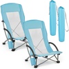 image:imageVEVOR Folding Beach Chair High Back Camping Chairs for Adults with Cup Pocket Mesh Back Carry Bag Portable Extra Wide Seat Chair 330 lbs Heavy Duty Support for Outdoor Camp Light Blue2 Pack