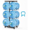 image:imageVEVOR Movable 5 Gallon Water Jug Holder Double Rows 3 or 5 Gallon Water Bottle Holder for 6 Bottles Heavy Duty Jug Rack Organizer with Lockable Casters amp Handle Foldable for Kitchen Office BlackBlack and Brown