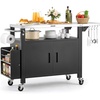 image:imageVEVOR Outdoor Grill Cart with Sink and Storage Cabinet 52 Inch Grill Table Waterproof Kitchen Island with Stainless Steel Top Spice Rack Wheel Movable Food Prep Station for Patio Bar Backyard BBQ551 Inch