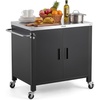 image:imageVEVOR Outdoor Grill Cart with Storage Cabinet 531 Inch Grill Table Waterproof Kitchen Island with Stainless Steel Top Shelf and Wheels Movable Food Prep Station for Patio Bar Backyard BBQ36 Inch