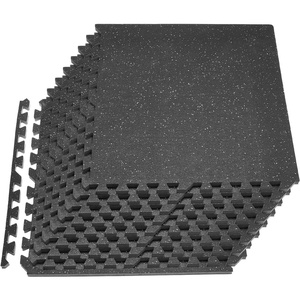 image:imageVEVOR 056Inch 48sqft 12 Tiles Gym Flooring for Home Gym Rubber Top with High Density EVA Foam 25 x 25In Gym Floor Exercise Equipment Mats Interlocking Gym Mats Puzzle Workout Mats Black amp GrayBlack  Grey