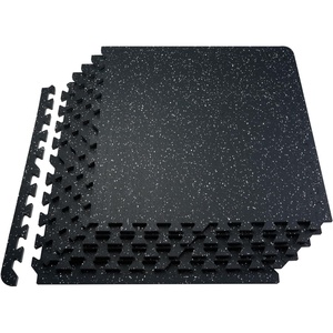 image:imageVEVOR 056Inch 48sqft 12 Tiles Gym Flooring for Home Gym Rubber Top with High Density EVA Foam 25 x 25In Gym Floor Exercise Equipment Mats Interlocking Gym Mats Puzzle Workout Mats Black amp GrayBlack  White