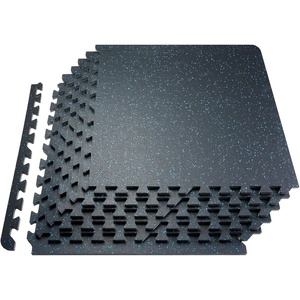 image:imageVEVOR 056Inch 48sqft 12 Tiles Gym Flooring for Home Gym Rubber Top with High Density EVA Foam 25 x 25In Gym Floor Exercise Equipment Mats Interlocking Gym Mats Puzzle Workout Mats Black amp GrayBlack  Blue