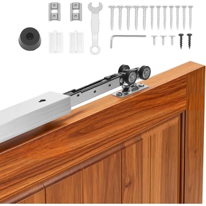 image:imageVEVOR Sliding Pocket Door Hardware Track Kit 5673 Pocket Door Track Kit with Soft Close Mechanism for Smooth and Quiet Sliding Easy to Install for 1 to 1 34 Thickness 30 Width Single Doorsilver4ftsingle doorsoft close