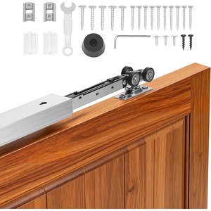 image:imageVEVOR Sliding Pocket Door Hardware Track Kit 5673 Pocket Door Track Kit with Soft Close Mechanism for Smooth and Quiet Sliding Easy to Install for 1 to 1 34 Thickness 30 Width Single Doorsilver6ftsingle doorsoft close