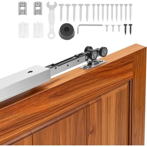 image:imageVEVOR Sliding Pocket Door Hardware Track Kit 5673 Pocket Door Track Kit with Soft Close Mechanism for Smooth and Quiet Sliding Easy to Install for 1 to 1 34 Thickness 30 Width Single Doorsilver5ftsingle doorsoft close