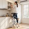 image:imageVEVOR 1Step 330lbs Capacity Folding Steel Step Ladder Adjustable Height NonSlip Sturdy Step Stool for Adults Toddlers Offices RVs Bathrooms Bedrooms3Step