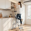 image:imageVEVOR 1Step 330lbs Capacity Folding Steel Step Ladder Adjustable Height NonSlip Sturdy Step Stool for Adults Toddlers Offices RVs Bathrooms Bedrooms5Step