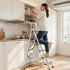 image:imageVEVOR 1Step 330lbs Capacity Folding Steel Step Ladder Adjustable Height NonSlip Sturdy Step Stool for Adults Toddlers Offices RVs Bathrooms Bedrooms6Step