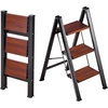 image:imageVEVOR 2 Step Ladder Folding Step Stool with Wide AntiSlip Pedal and Comfort Handgrip Lightweight 330 lbs Capacity Portable Aluminum Plant Support MultiUse for Adults Home Repairing CleaningBlack Frame Tubes  Wood Steps