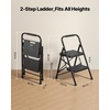 image:imageVEVOR 3 Step Ladder Folding Step Stool with Wide AntiSlip Pedal and Comfort Handgrip Lightweight 600 lbs Capacity Portable Steel Ladder MultiUse for Kitchen Home Household and Office Black183x205x303in465x520x770mmExpanded