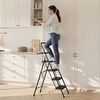 image:imageVEVOR 3 Step Ladder Folding Step Stool with Wide AntiSlip Pedal and Comfort Handgrip Lightweight 600 lbs Capacity Portable Steel Ladder MultiUse for Kitchen Home Household and Office Black183 x 358 x 57 inExpanded