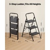 image:imageVEVOR 3 Step Ladder Folding Step Stool with Wide AntiSlip Pedal and Comfort Handgrip Lightweight 600 lbs Capacity Portable Steel Ladder MultiUse for Kitchen Home Household and Office Black183 x 287 x 407 inExpanded
