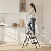 image:imageVEVOR 3 Step Ladder Folding Step Stool with Wide AntiSlip Pedal and Comfort Handgrip Lightweight 600 lbs Capacity Portable Steel Ladder MultiUse for Kitchen Home Household and Office Black183 x 287 x 407 inExpanded