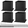 image:imageVEVOR 6x6 Post Base 4 Pcs Inner Size 56x56 inch  142x142 mm Post Brackets Heavy Duty Carbon Steel Decking Posts Wood Posts Brackets for Pavilion Deck Railing Support Deck Base Plate BlackFull Cover 4x4 4pc