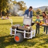 image:imageVEVOR Beach Fishing Cart 200 lbs Load Capacity Fish and Marine Cart with Two 11 Big Wheels Rubber Balloon Tires for Sand HeavyDuty Steel Pier Wagon Trolley with 7 Rod Holders for Fishing Picnic2 13 PU Tires  300 lbs