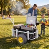 image:imageVEVOR Beach Fishing Cart 200 lbs Load Capacity Fish and Marine Cart with Two 11 Big Wheels Rubber Balloon Tires for Sand HeavyDuty Steel Pier Wagon Trolley with 7 Rod Holders for Fishing Picnic2 13 PU Tires  200 lbs