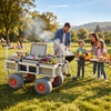 image:imageVEVOR Beach Fishing Cart 200 lbs Load Capacity Fish and Marine Cart with Two 11 Big Wheels Rubber Balloon Tires for Sand HeavyDuty Steel Pier Wagon Trolley with 7 Rod Holders for Fishing Picnic2 13 PU Tires  350 lbs