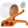 image:imageVEVOR Electric Strapping Machine for 035063 PP PET Straps Portable Electric Banding Tool with Digital Display 2 x 5000mAh Battery Powered Automatic Strapping Tool for Packaging Box PalletPP 12x328 3PC Set