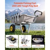 image:imageVEVOR Fishing Cart 300 lbs Load Capacity Foldable Fish and Marine Cart with Four 11 Big Wheels Rubber Balloon Tires HeavyDuty Steel Pier Wagon Trolley with 8 Rod Holders for Picnic2 13 Rubber Tires  200 lbs