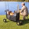 image:imageVEVOR Fishing Cart 300 lbs Load Capacity Foldable Fish and Marine Cart with Four 11 Big Wheels Rubber Balloon Tires HeavyDuty Steel Pier Wagon Trolley with 8 Rod Holders for Picnic2 11 Rubber Tires  300 lbs