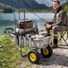 image:imageVEVOR Fishing Cart 300 lbs Load Capacity Foldable Fish and Marine Cart with Four 11 Big Wheels Rubber Balloon Tires HeavyDuty Steel Pier Wagon Trolley with 8 Rod Holders for Picnic2 13 Rubber Tires  200 lbs