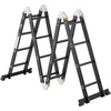 image:imageVEVOR MultiPurpose Folding Ladder 7in1 Tall Extension Step Ladder A Frame 5 Step Telescoping Ladder 19ft Reach Height Heavy Duty Adjustable Ladder 330 lbs Capacity for Home Outdoor MetalBlack