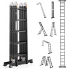 image:imageVEVOR MultiPurpose Folding Ladder 7in1 Tall Extension Step Ladder A Frame 5 Step Telescoping Ladder 19ft Reach Height Heavy Duty Adjustable Ladder 330 lbs Capacity for Home Outdoor MetalBlack