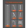 image:imageVEVOR MultiPurpose Folding Ladder 7in1 Tall Extension Step Ladder A Frame 5 Step Telescoping Ladder 19ft Reach Height Heavy Duty Adjustable Ladder 330 lbs Capacity for Home Outdoor MetalSilver