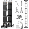 image:imageVEVOR MultiPurpose Folding Ladder 7in1 Tall Extension Step Ladder A Frame 5 Step Telescoping Ladder 19ft Reach Height Heavy Duty Adjustable Ladder 330 lbs Capacity for Home Outdoor MetalBlack