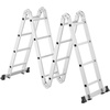 image:imageVEVOR MultiPurpose Folding Ladder 7in1 Tall Extension Step Ladder A Frame 5 Step Telescoping Ladder 19ft Reach Height Heavy Duty Adjustable Ladder 330 lbs Capacity for Home Outdoor MetalSilver