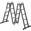 image:imageVEVOR MultiPurpose Folding Ladder 7in1 Tall Extension Step Ladder A Frame 5 Step Telescoping Ladder 19ft Reach Height Heavy Duty Adjustable Ladder 330 lbs Capacity for Home Outdoor MetalBlack