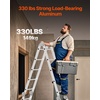 image:imageVEVOR MultiPurpose Folding Ladder 7in1 Tall Extension Step Ladder A Frame 5 Step Telescoping Ladder 19ft Reach Height Heavy Duty Adjustable Ladder 330 lbs Capacity for Home Outdoor MetalSilver