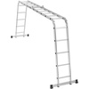 image:imageVEVOR MultiPurpose Folding Ladder 7in1 Tall Extension Step Ladder A Frame 5 Step Telescoping Ladder 19ft Reach Height Heavy Duty Adjustable Ladder 330 lbs Capacity for Home Outdoor MetalSilver