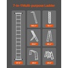 image:imageVEVOR MultiPurpose Folding Ladder 7in1 Tall Extension Step Ladder A Frame 5 Step Telescoping Ladder 19ft Reach Height Heavy Duty Adjustable Ladder 330 lbs Capacity for Home Outdoor MetalSilver